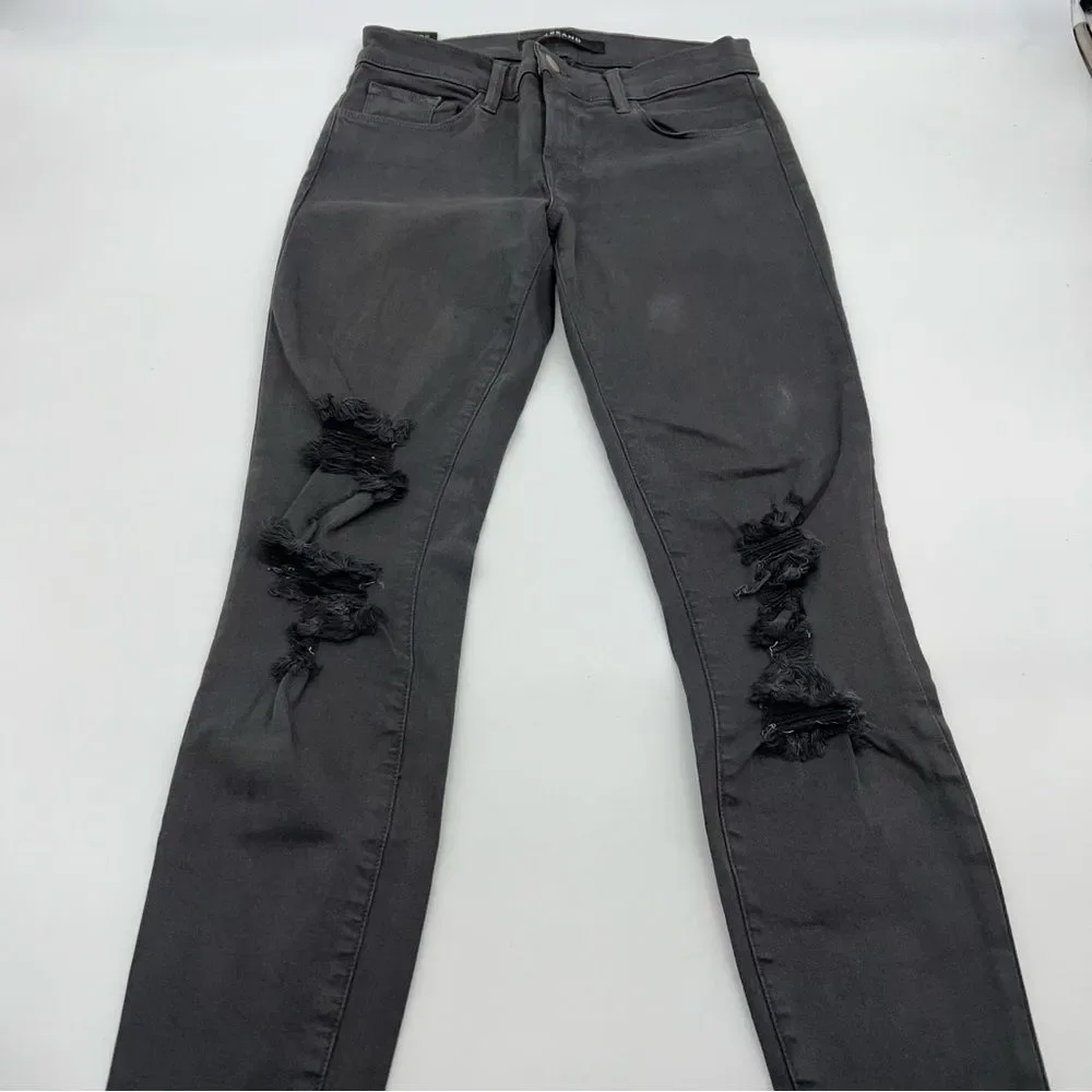 J Brand Factory Distressed Cropped Demen Grey Mid-Rise w/Raw un-Hem Size 25
